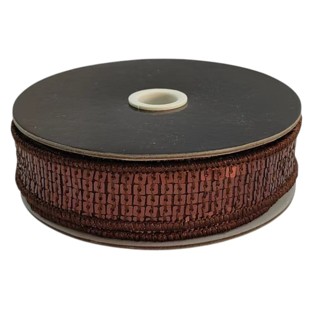 1" Chocolate Sequin Ribbon Bolt