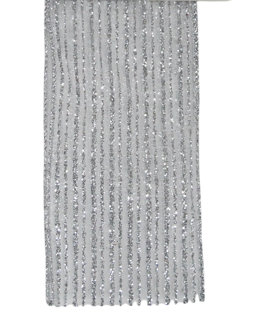 2.5" Sheer Platinum Stripe Ribbon Bolt
