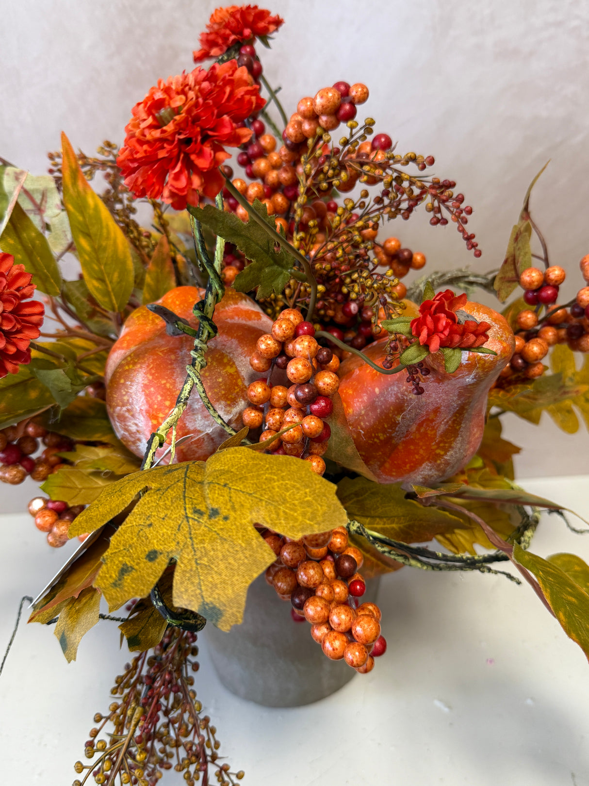 18" Falling Leaves & Pumpkins Please Centerpiece
