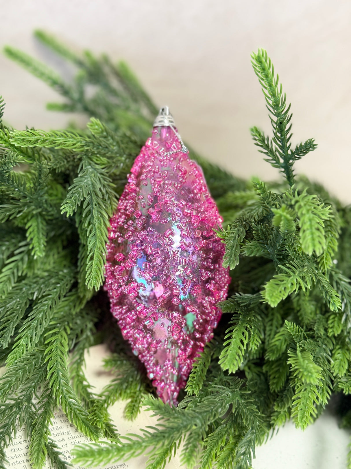 Pink Iridescent Finial Shatterproof Ornament