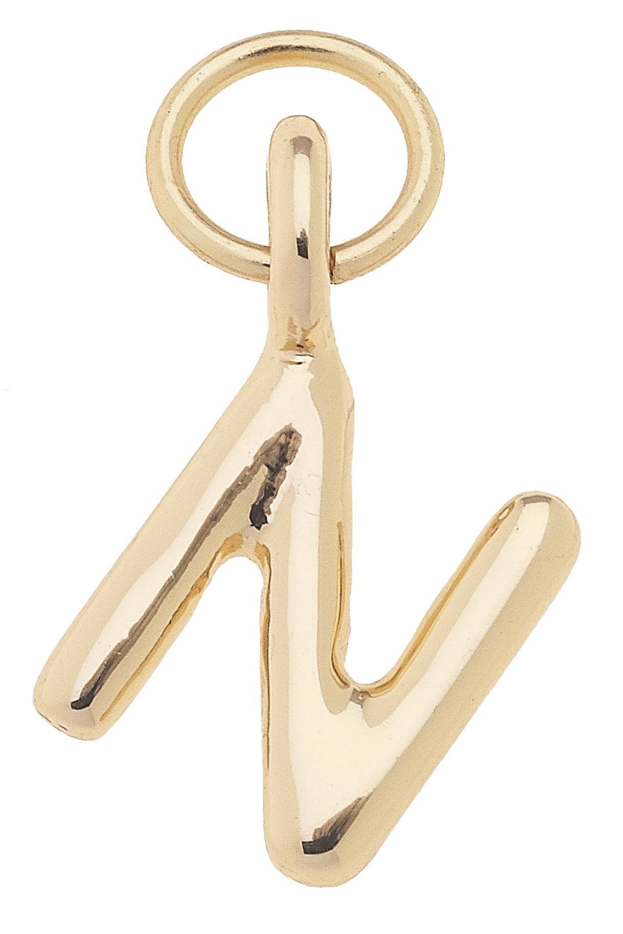 N Mini Initial Charm in Shiny Gold