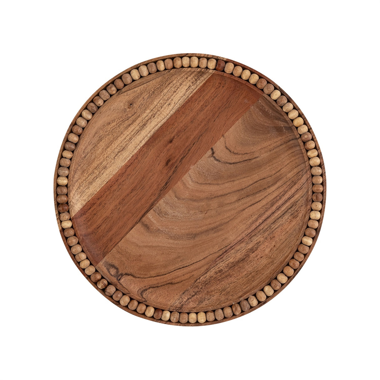 Acacia Wood Beaded Lazy Susan