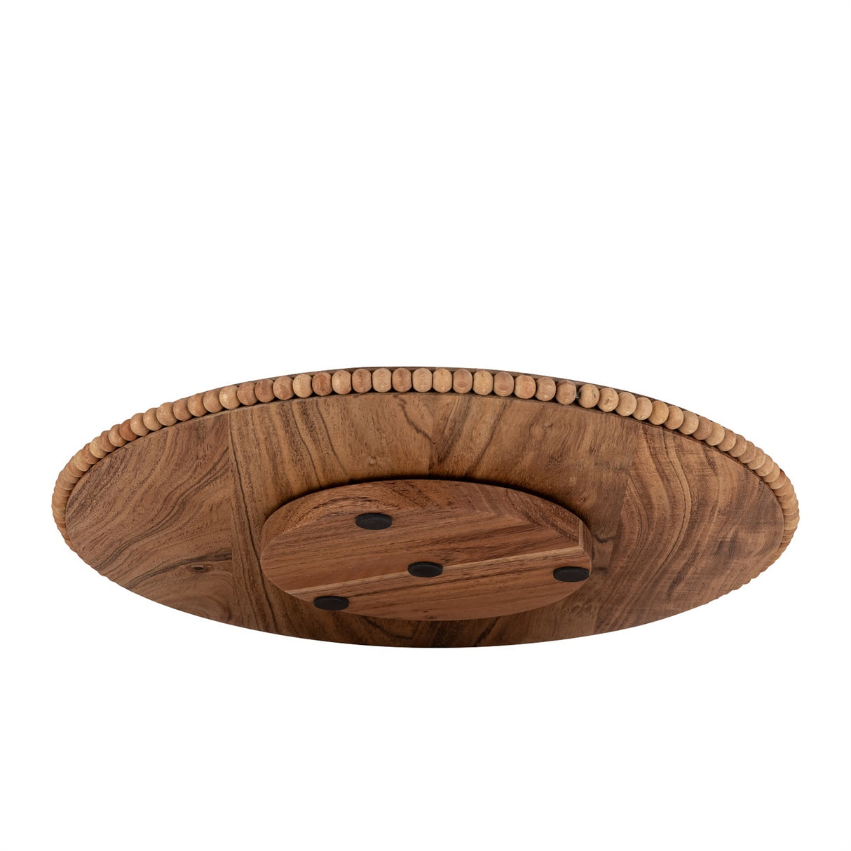 Acacia Wood Beaded Lazy Susan