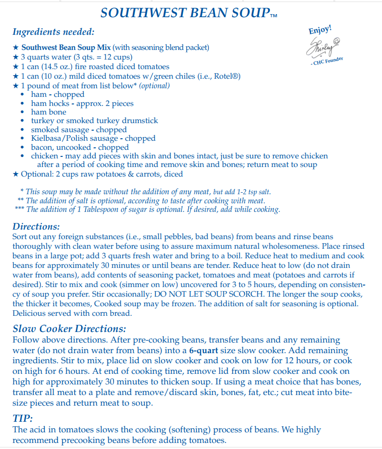 Southwest Bean Soup Mix