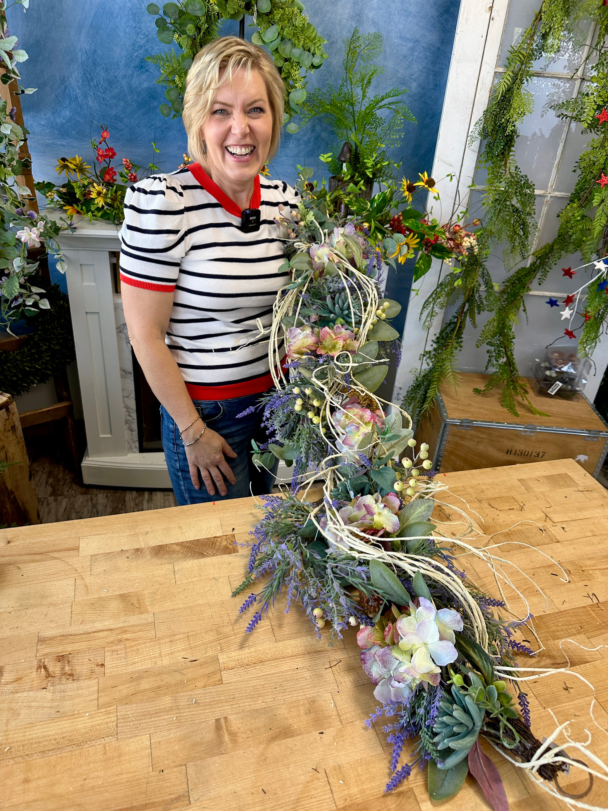 45" Hydrangea Succulent Garland