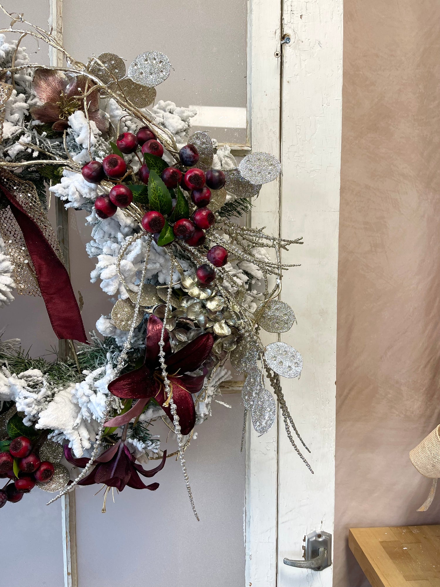 23" Snow Kissed Cherries Wreath