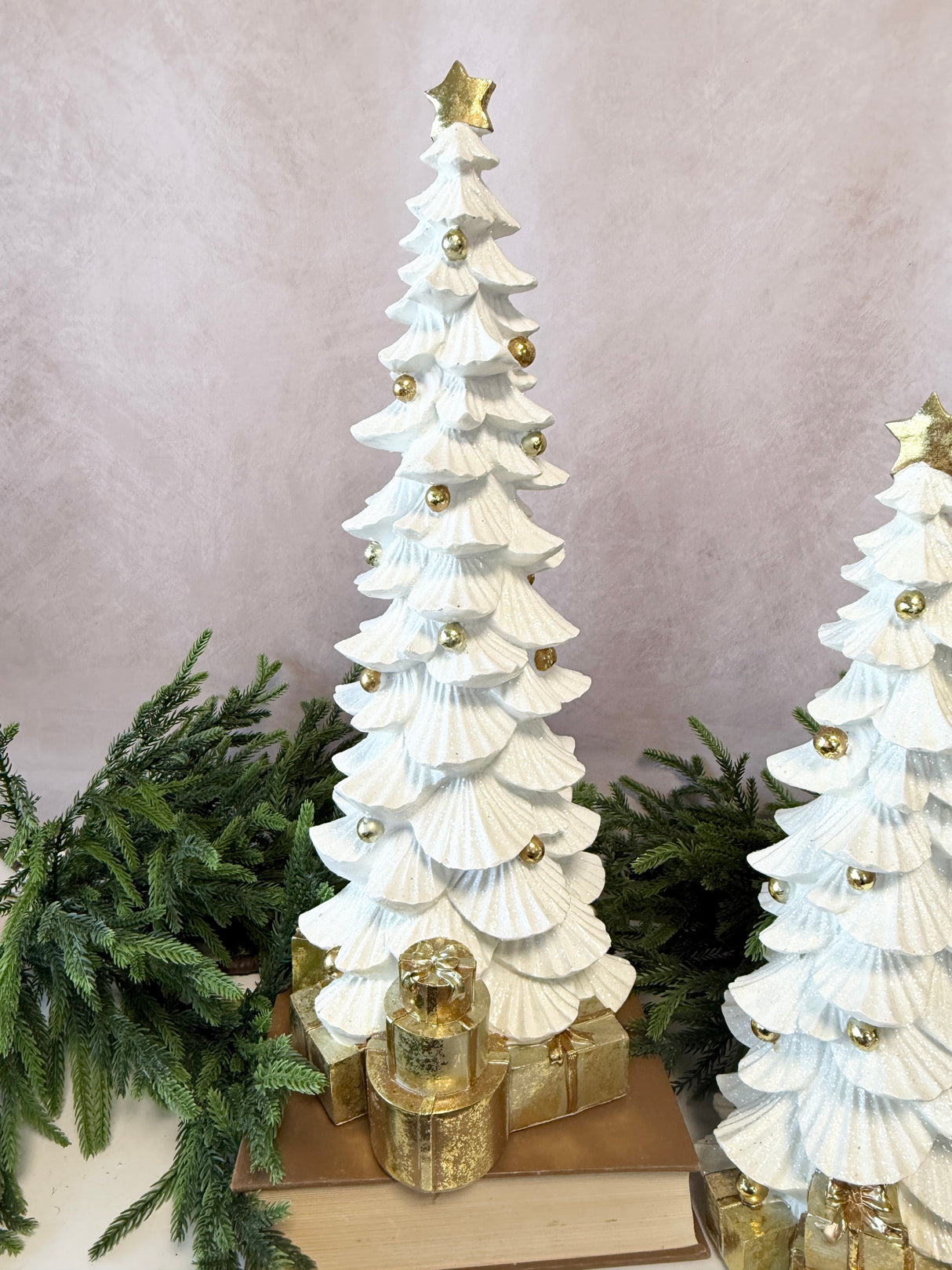 Golden Gathering Resin Christmas Tree Set of 2