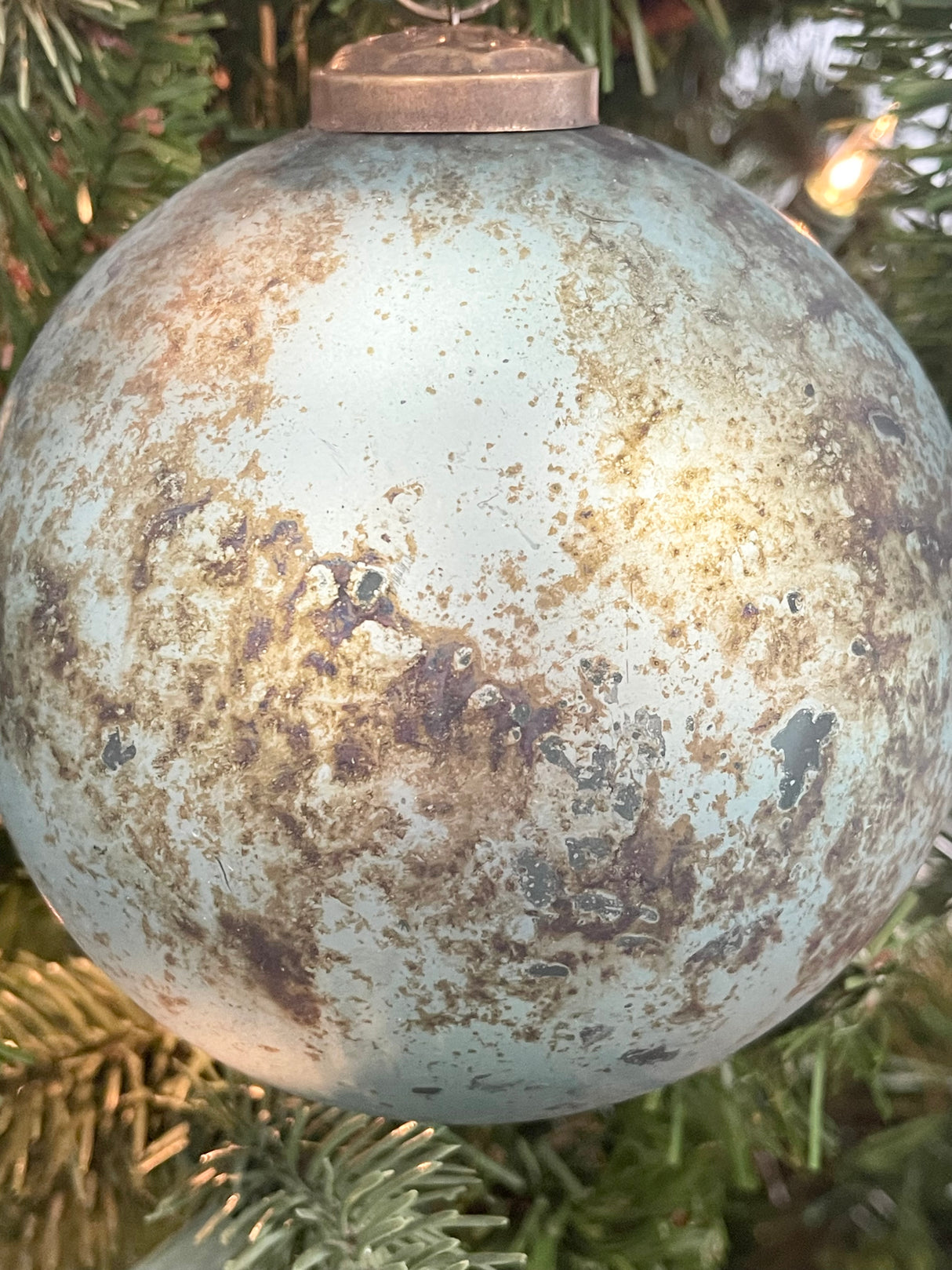 Patina Blue Sky Glass Ornament