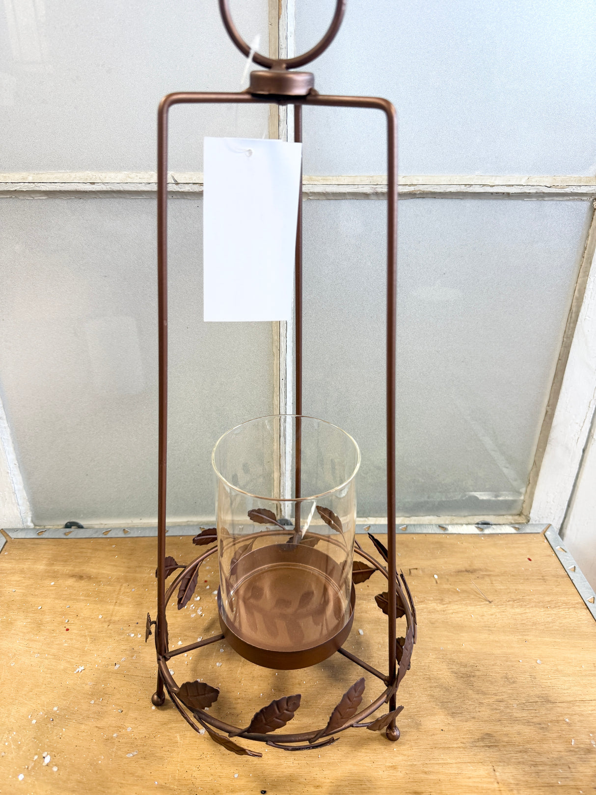 Feather Trim Bronze Lantern