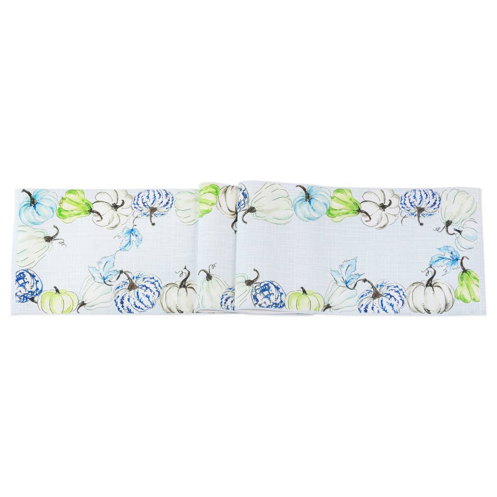72" Long Chinoiserie Pumpkins Cotton Table Runner