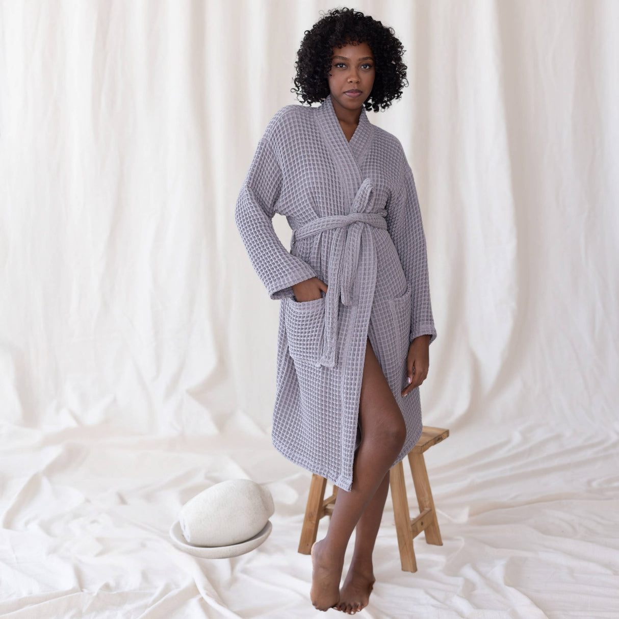 Sage Luxurious Waffle Bathrobe / XXL