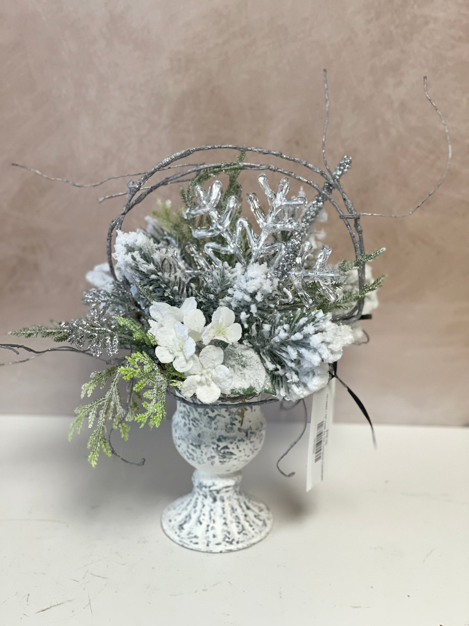 12" Cold As Ice Compote Centerpiece