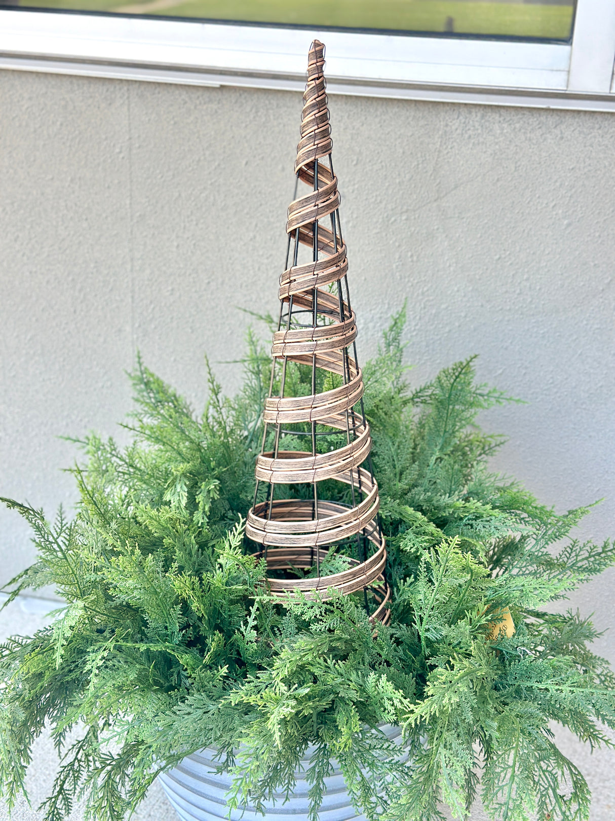 Wrapped Rattan Look Cone Tree