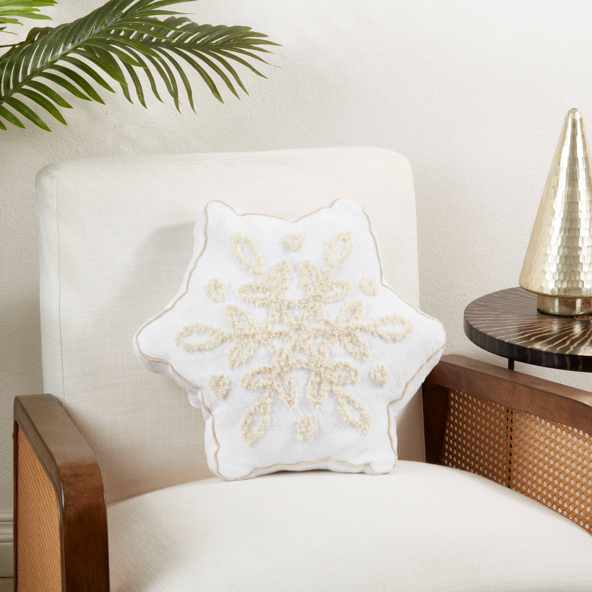 Crystal Frost Snowflake Poly Filled Throw Pillow