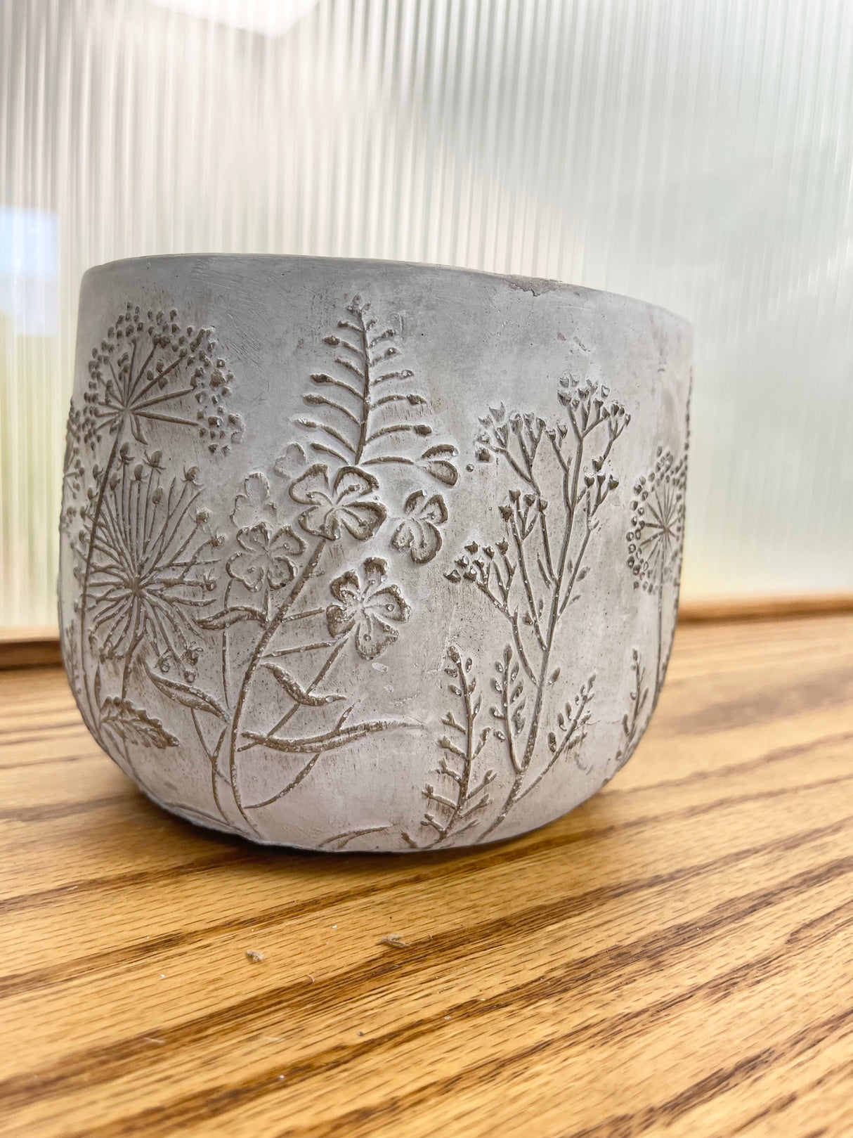 Short Full Wildflower Cement Pot