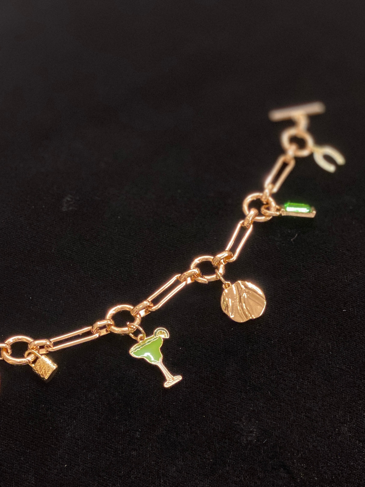 Bella Multi-Charm Toggle Bracelet Base in Shiny Gold