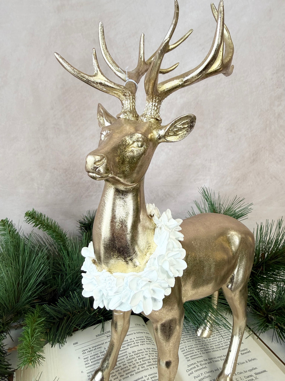 Winter Tale Gold Resin Standing Deer