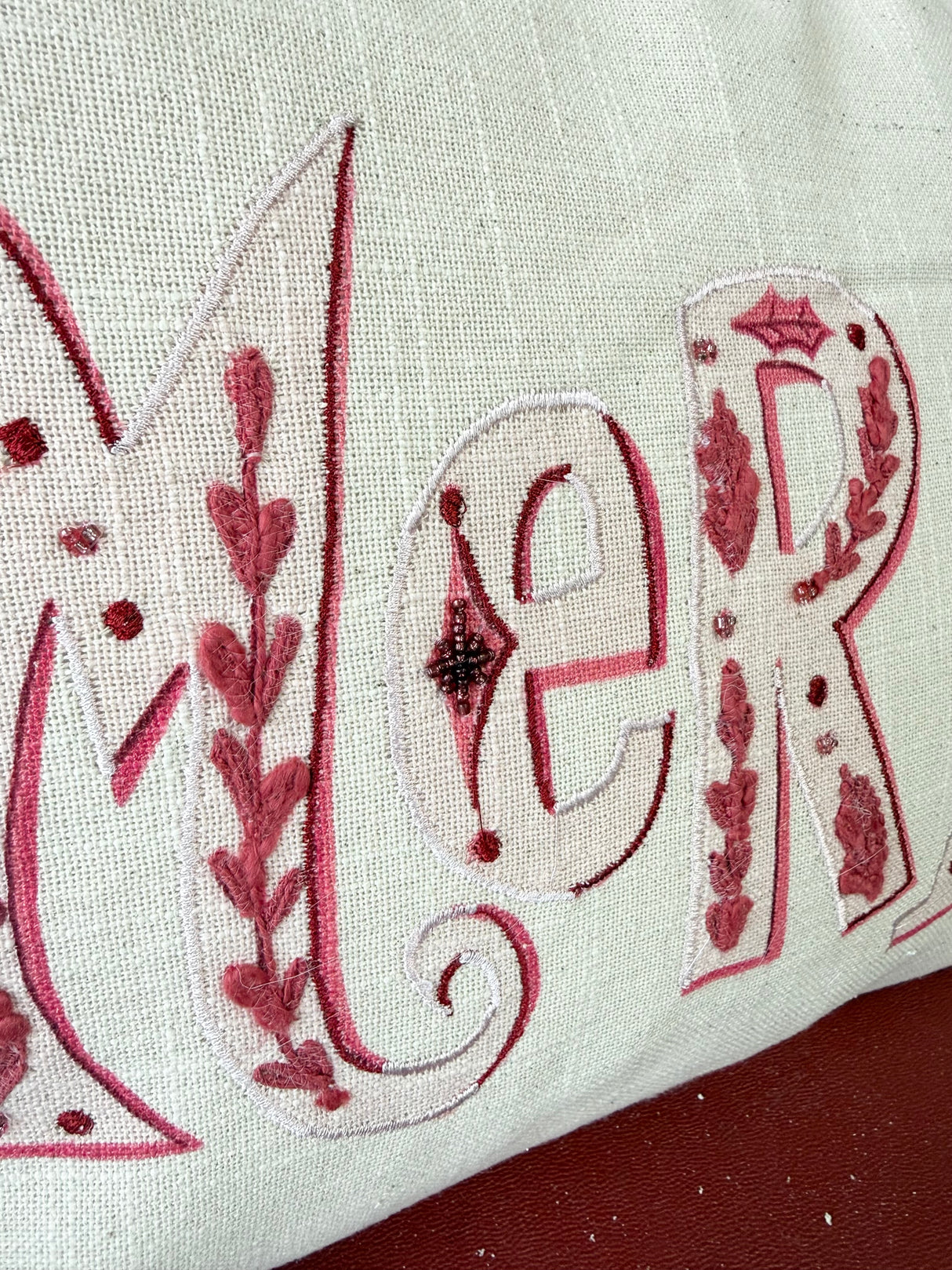 Beaded Embroidery Merry Lumbar Pillow