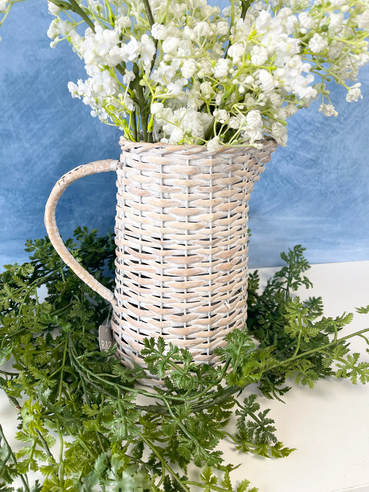 Whitewash Woven Pitcher