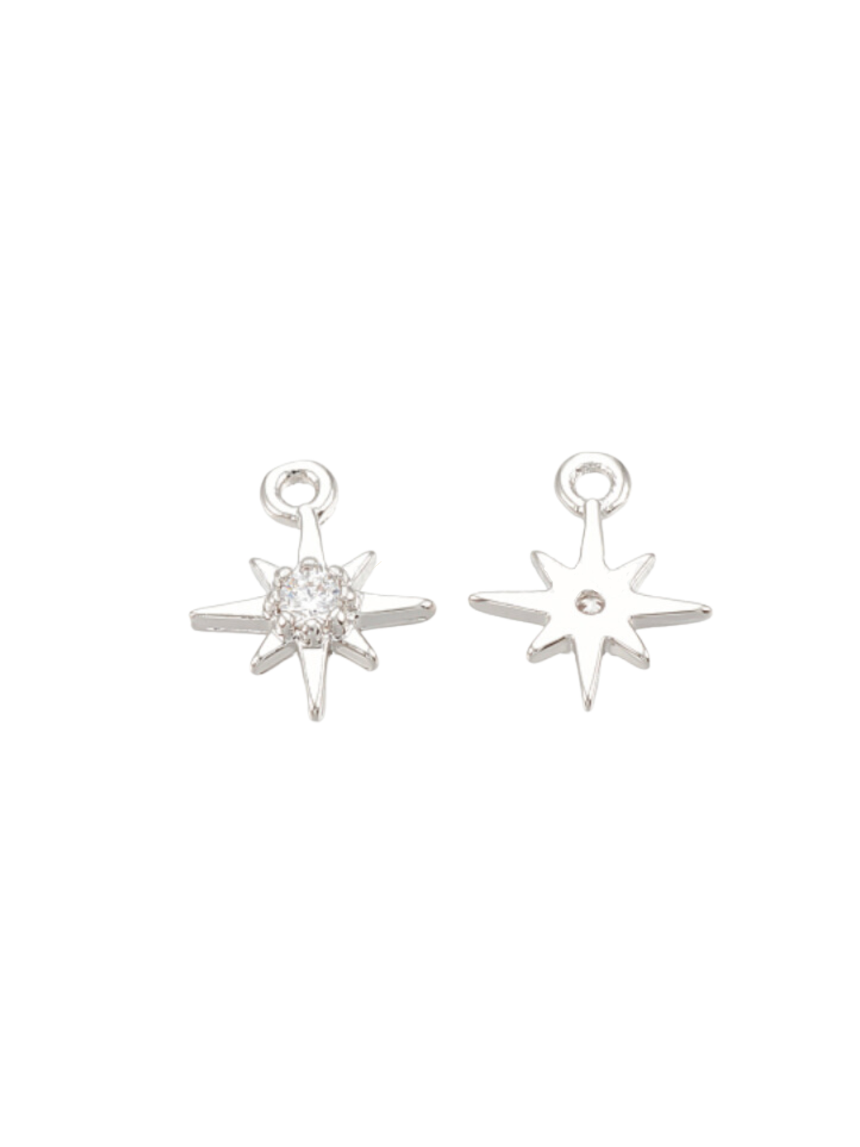 Silver Morning Star Cubic Zirconia Charm