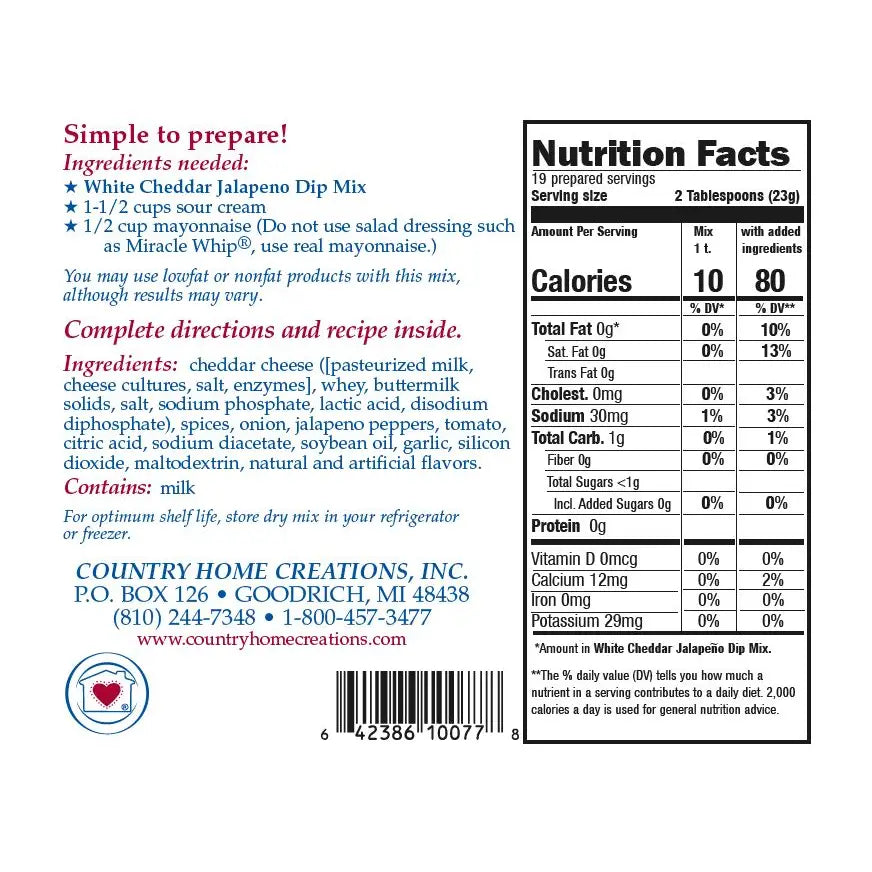 White Cheddar Jalapeno Dip Mix