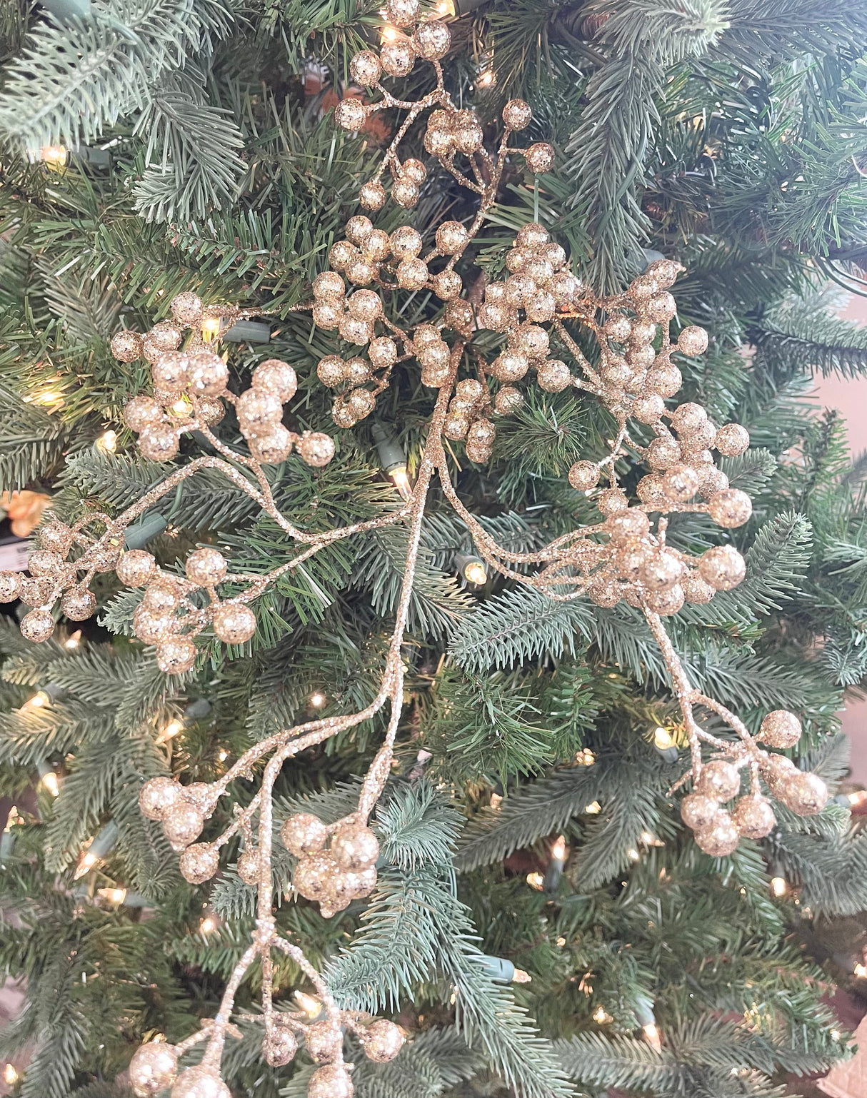 Gold Glittered Berry Spray