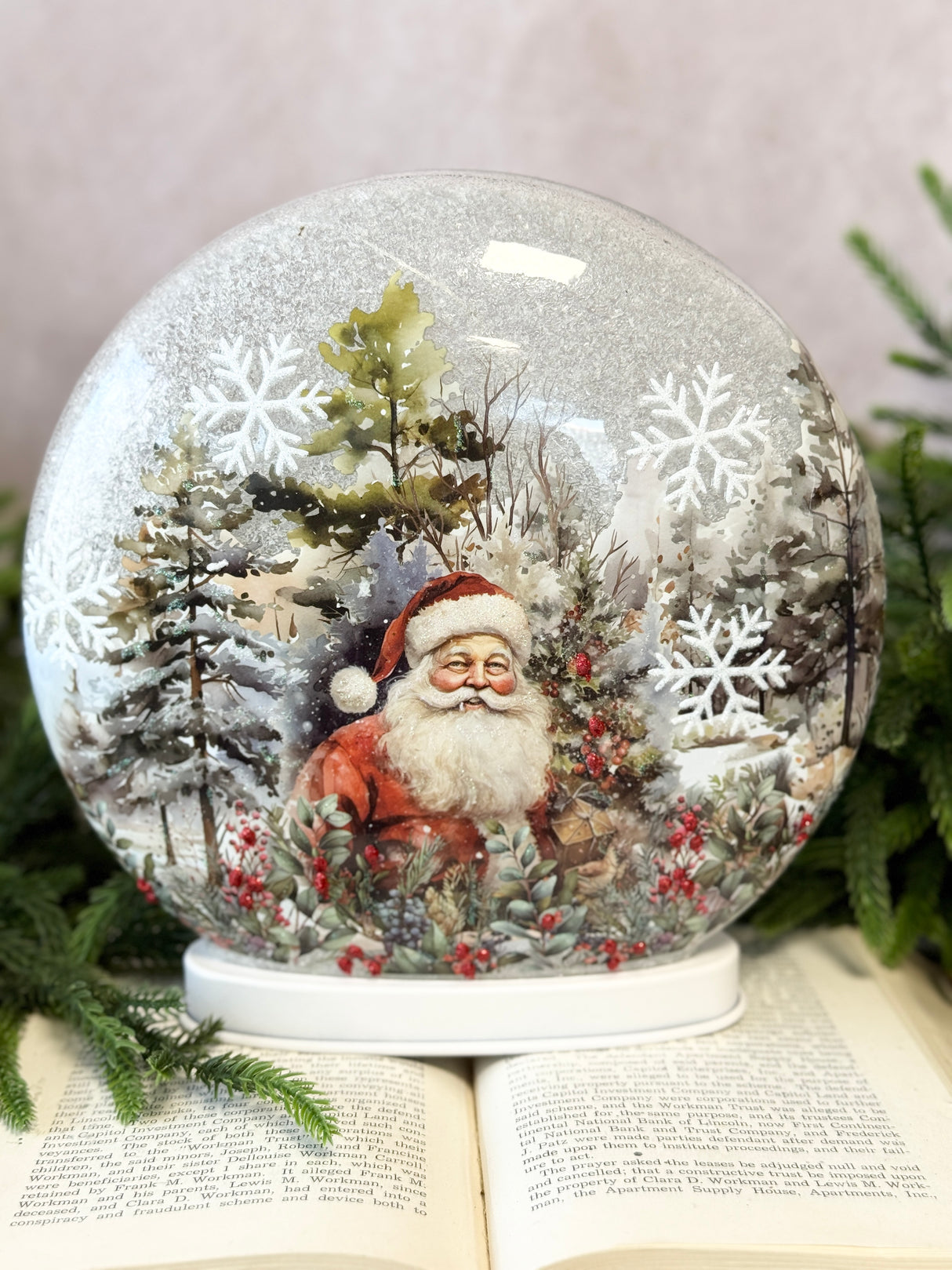 Lighted Santa Glass Accent
