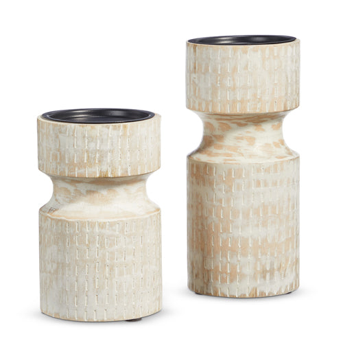Whitewash Candleholder Set of 2