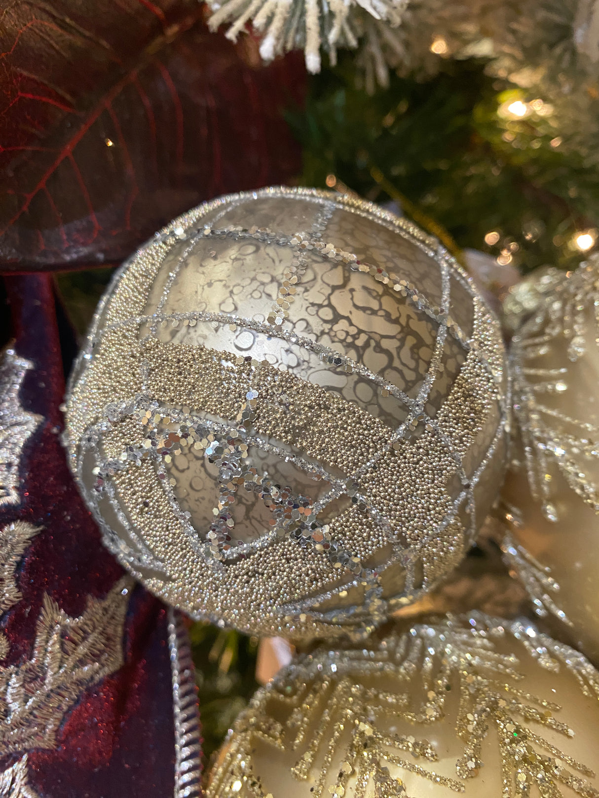 Taupe Plaid Glass Ornament