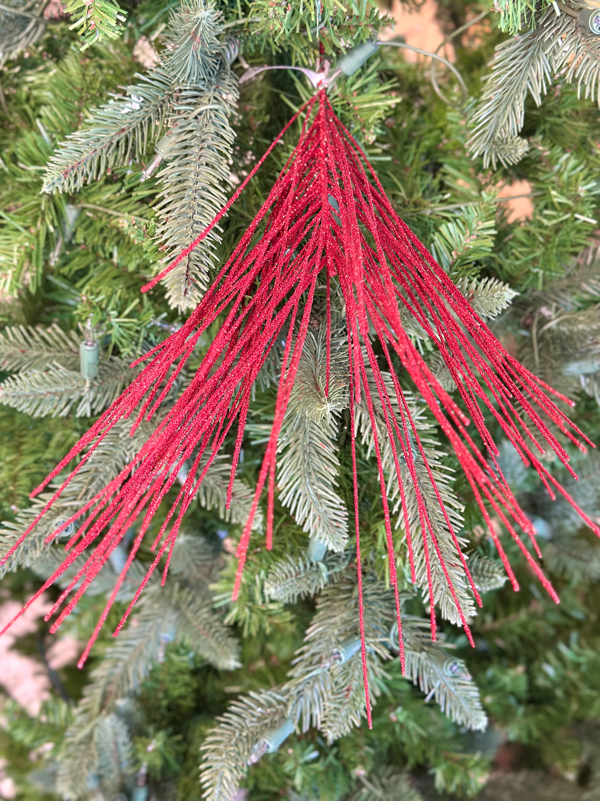Glittered Needle Red Pine Spray