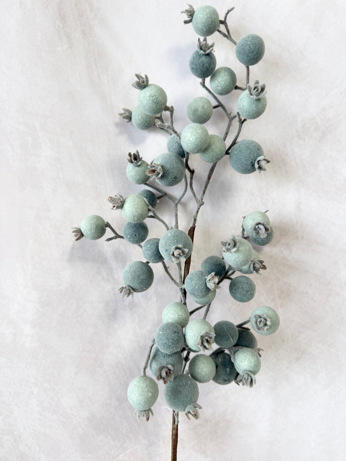 Blue/Green Flocked Berry Spray