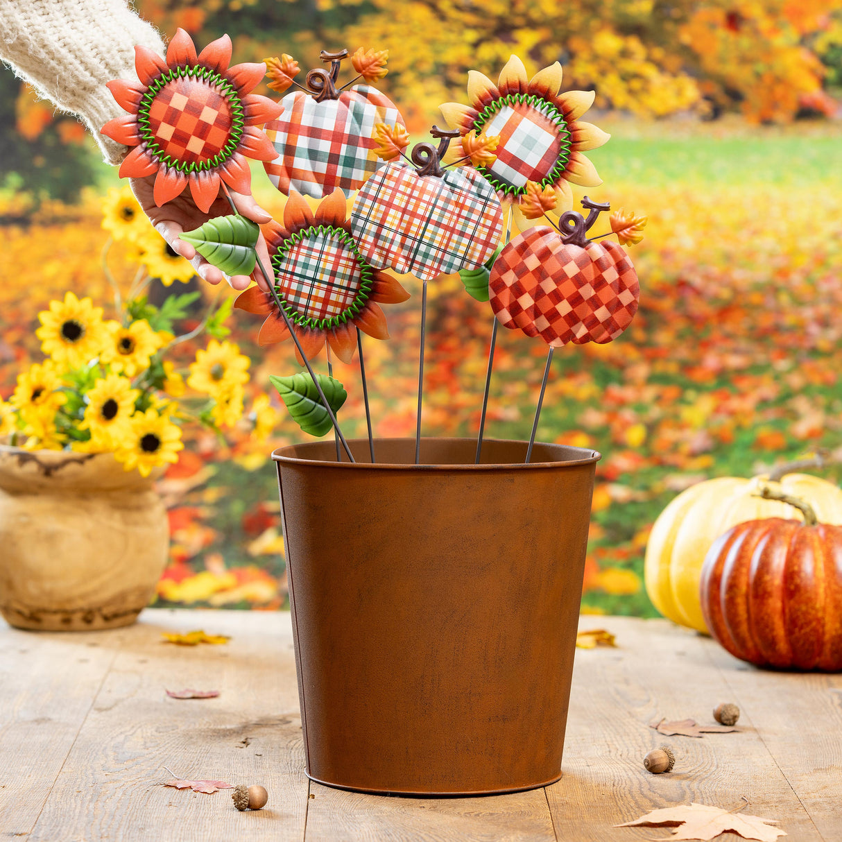 Checkered Pumpkin Metal Pick - 6 Styles