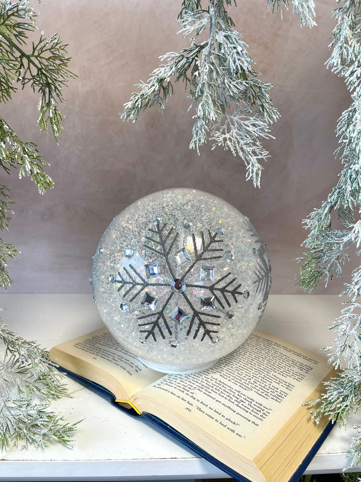 8" Lighted Snowflake Wonder Ball Globe