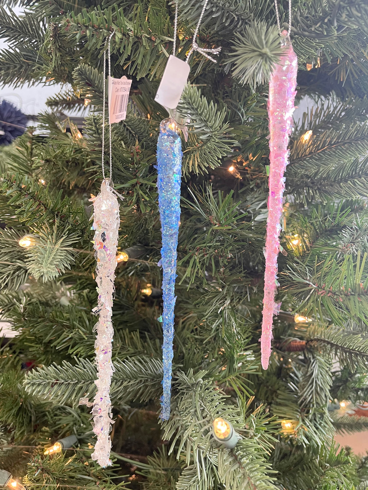 Glass Retro Tinsel Icicle Ornament - 3 Colors