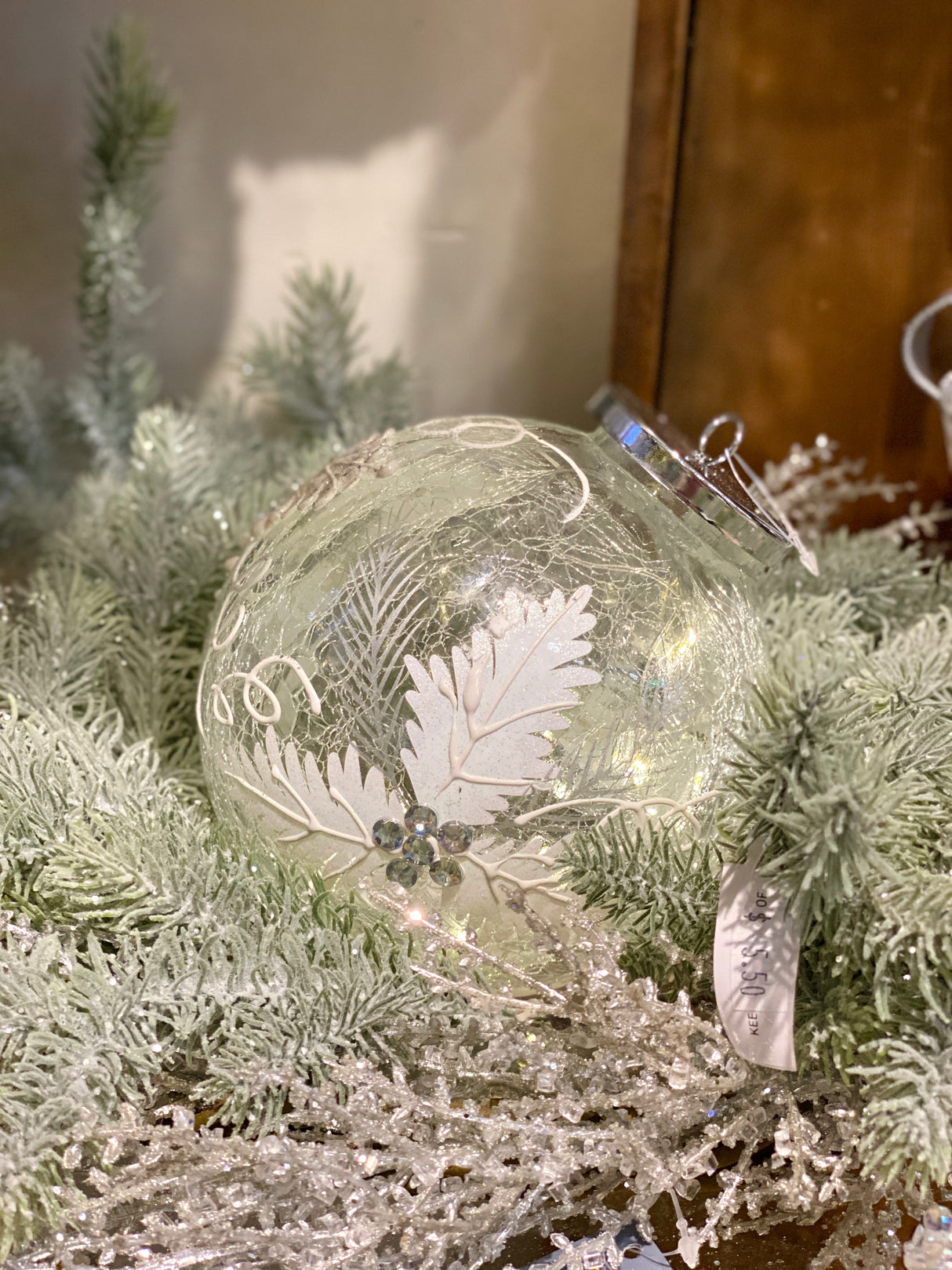Frosted Pine Lighted Table Ornament