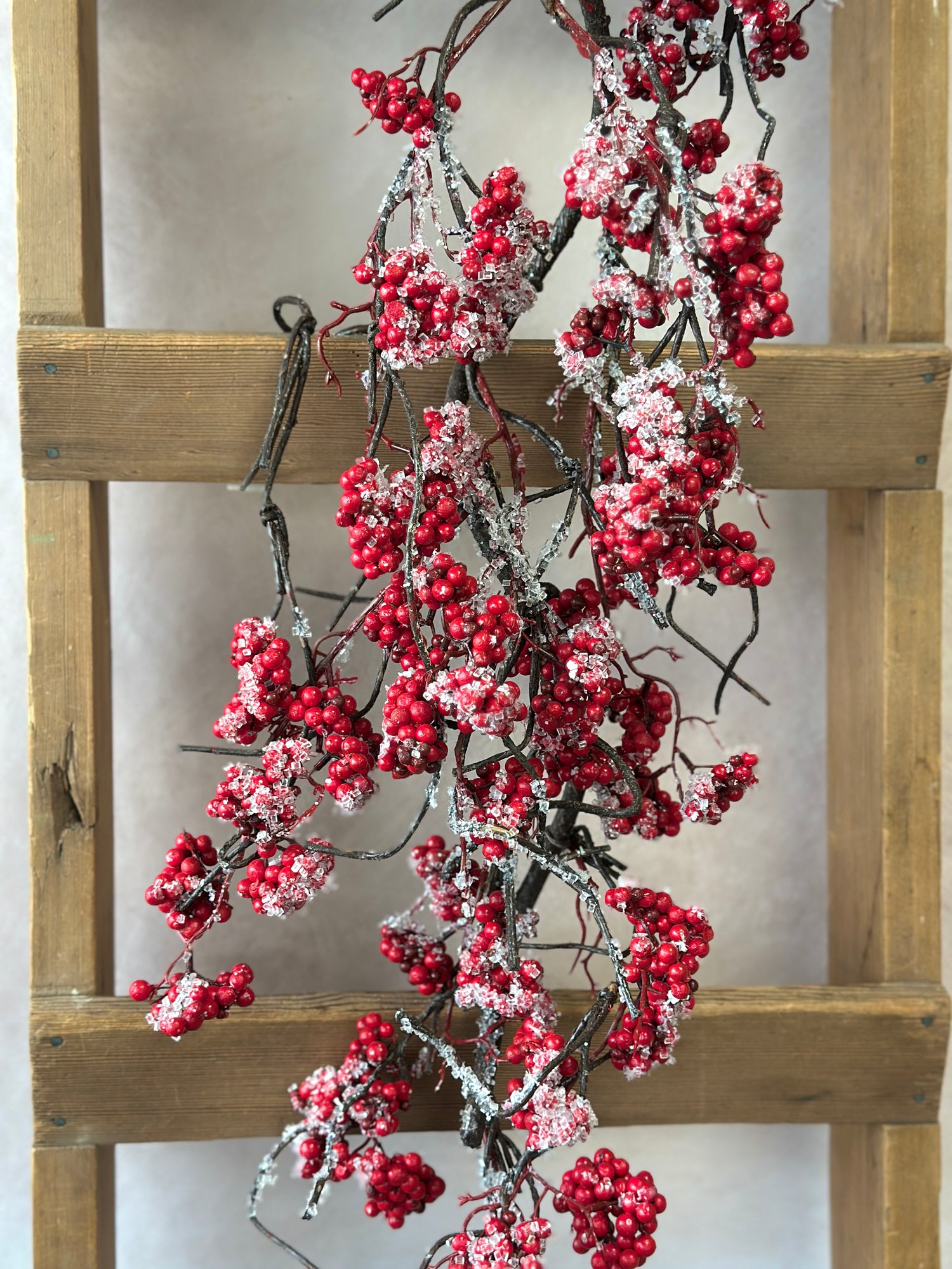 48" Icy Red Berry Hanging Garland