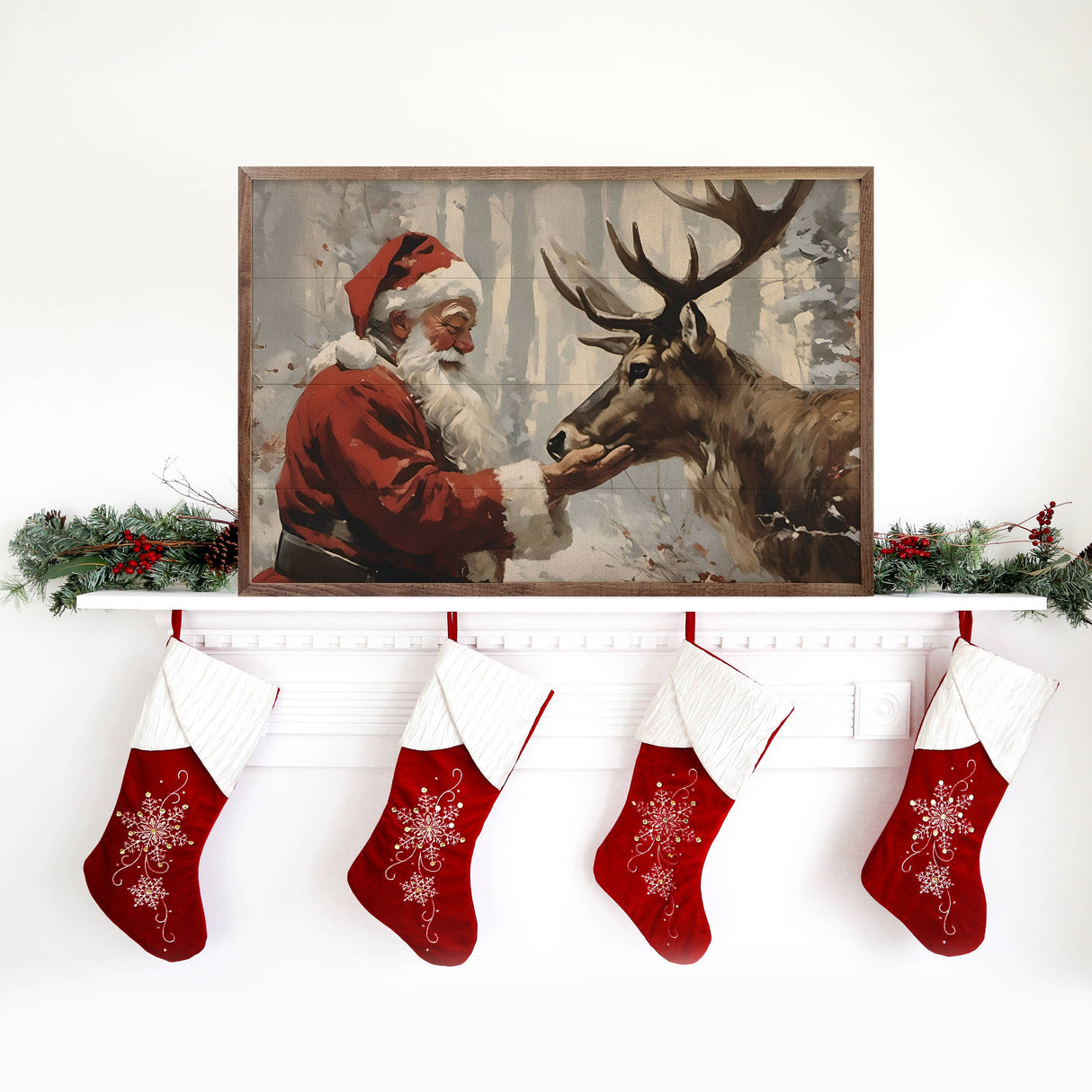 Santa Claus with Reindeer: 24x16