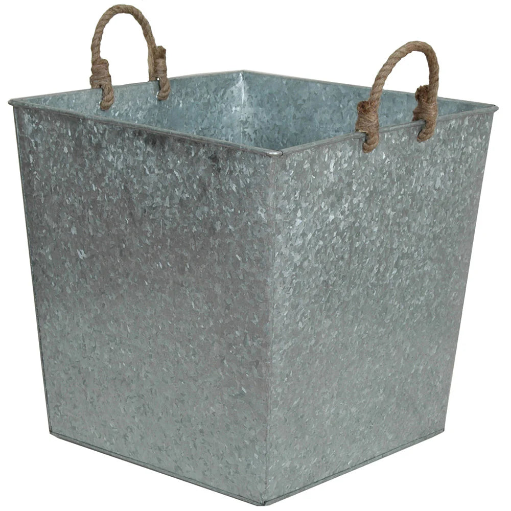 Galvanized Platinum Planter With Handle