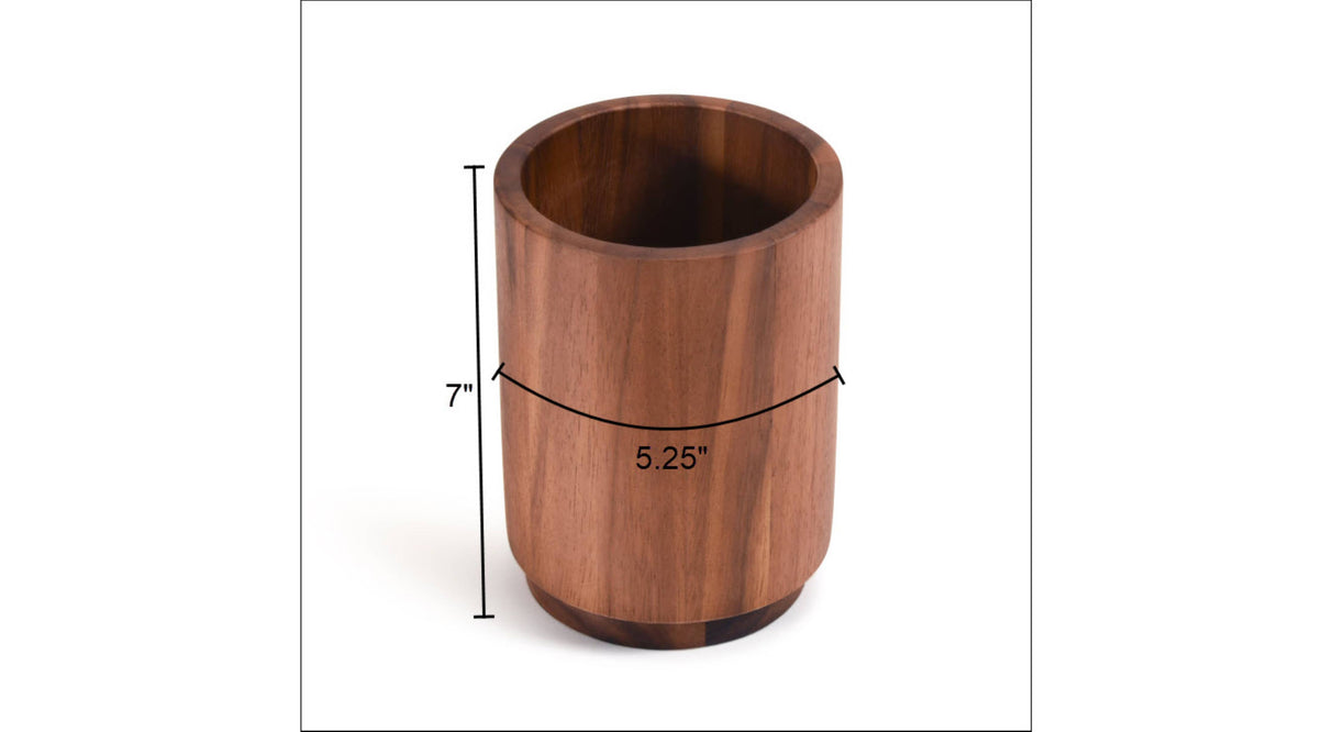 Medium Acacia Lazy Susan Utensil Holder