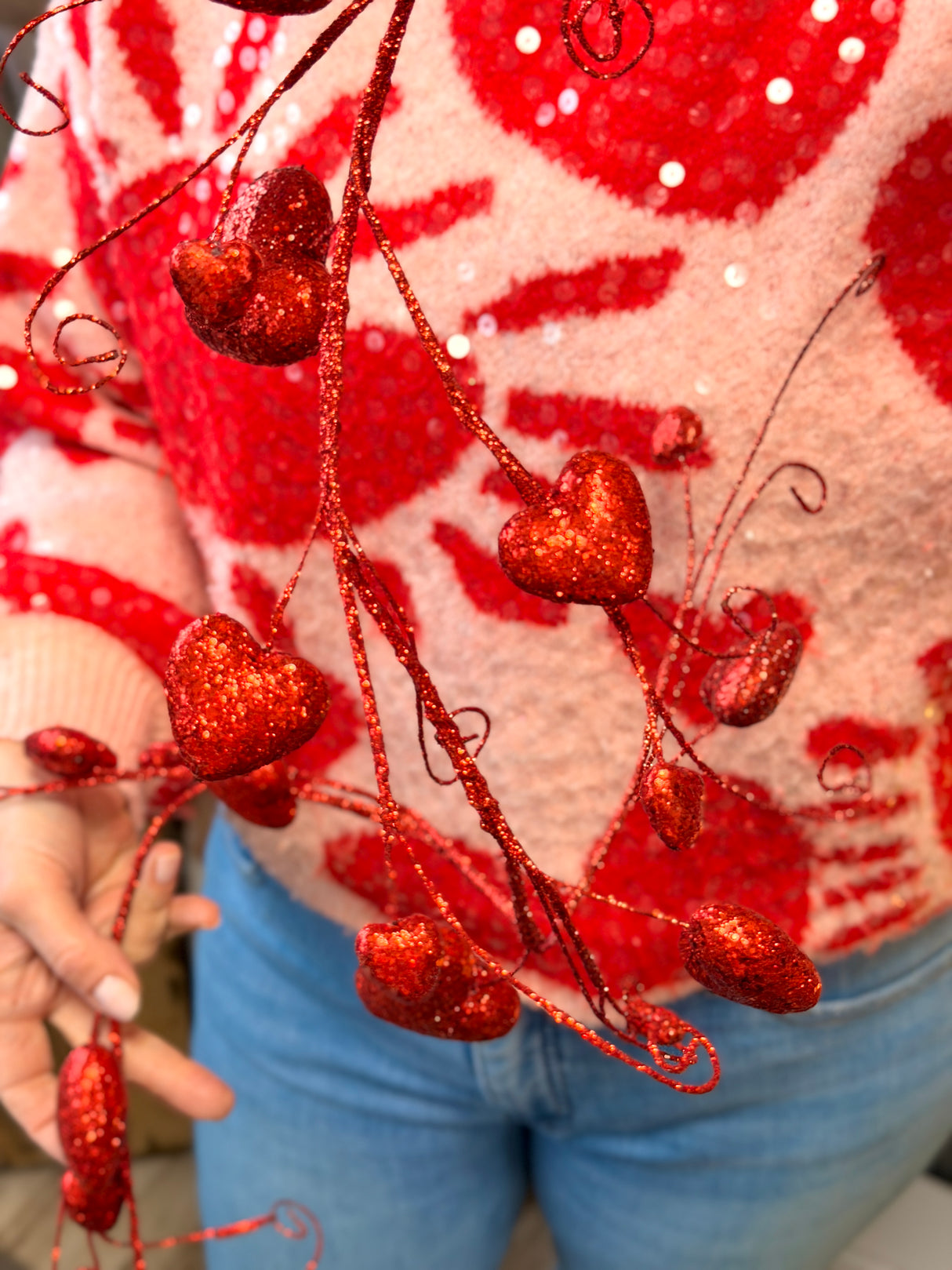 48" Glitter Heart Garland