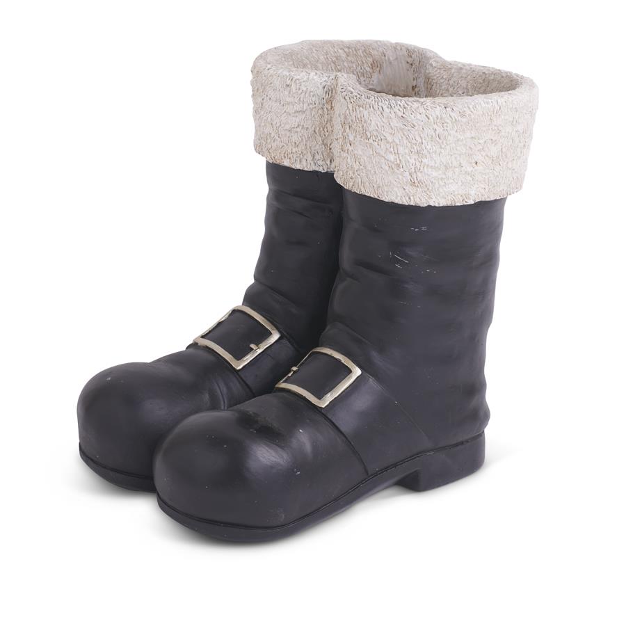 Black & White Resin Santa Boots Planter