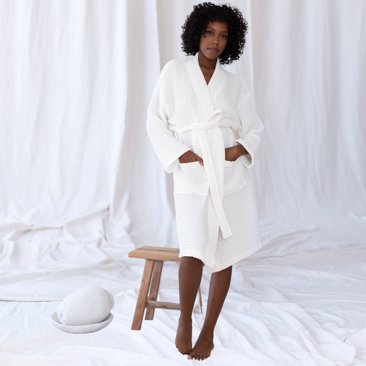 Sage Luxurious Waffle Bathrobe / XXL