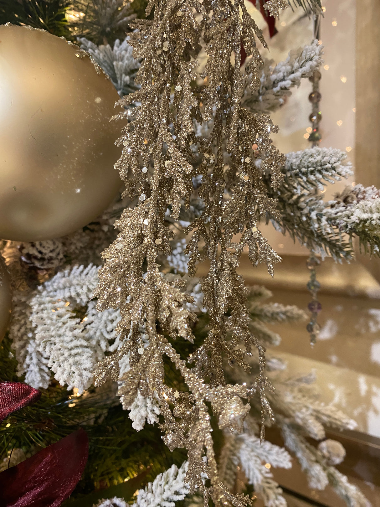 Glittered Cedar Hanging Branch