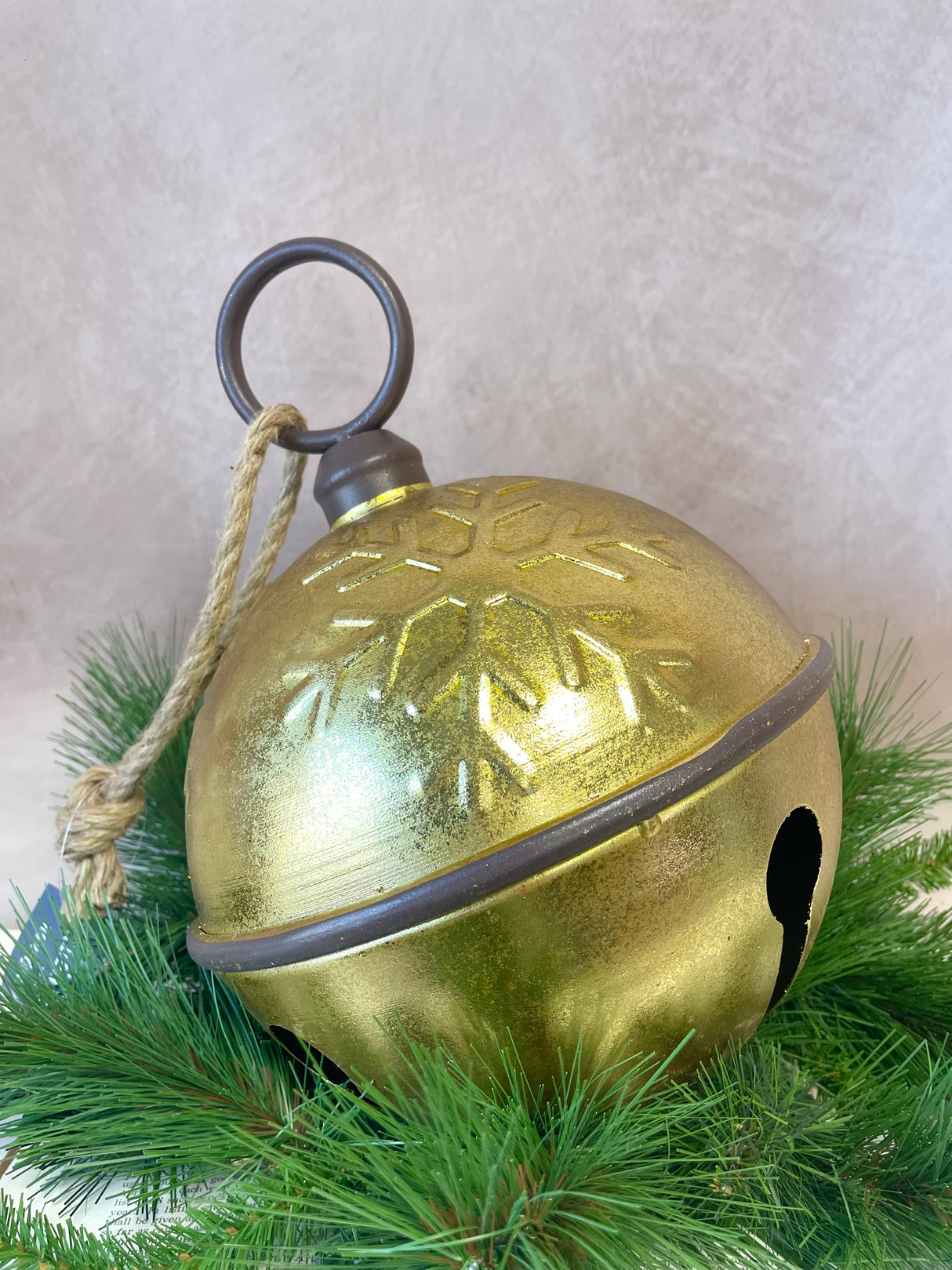 10" Metal Snowflake Pattern Bell Ornament