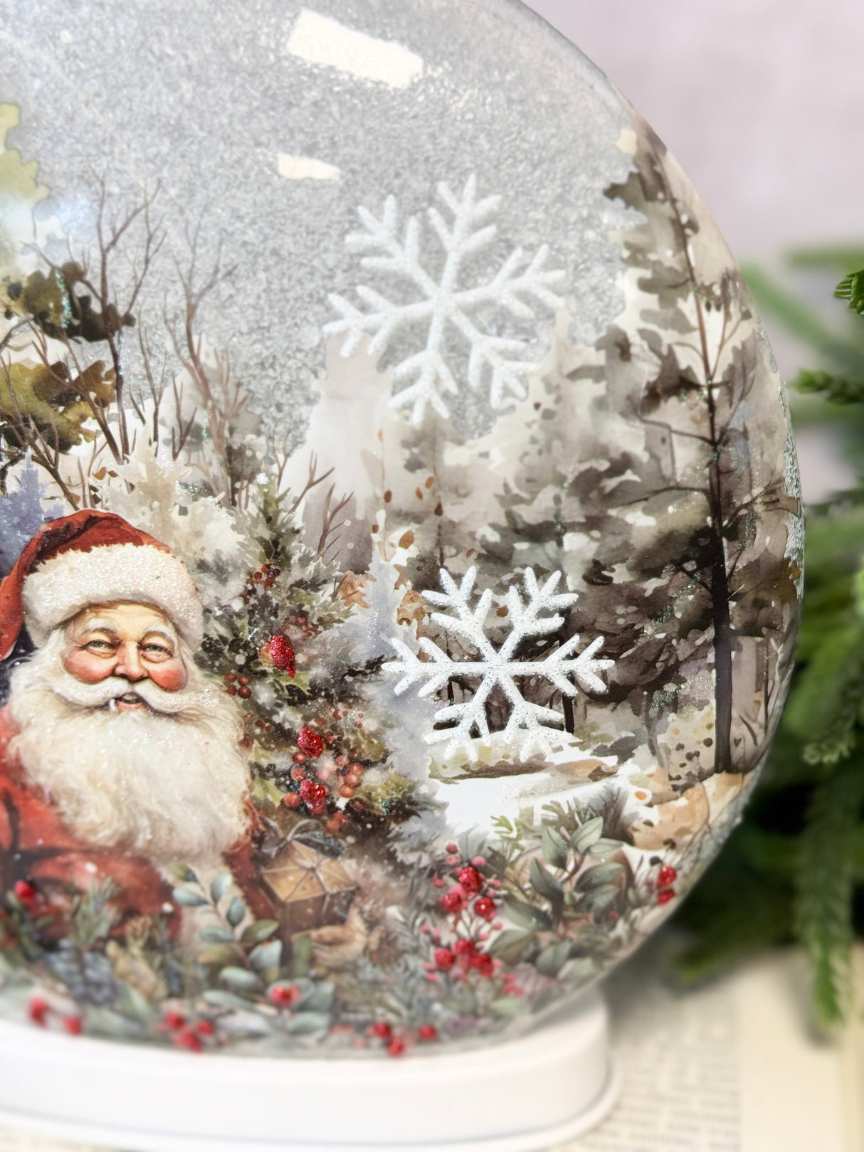 Lighted Santa Glass Accent