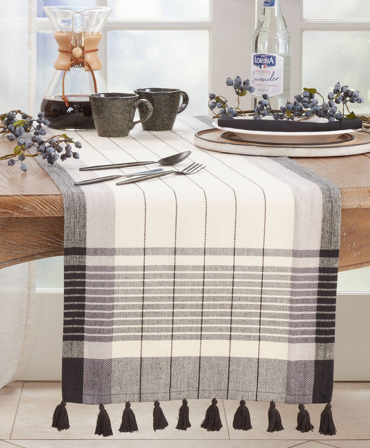 Striped Tassel Table Runner