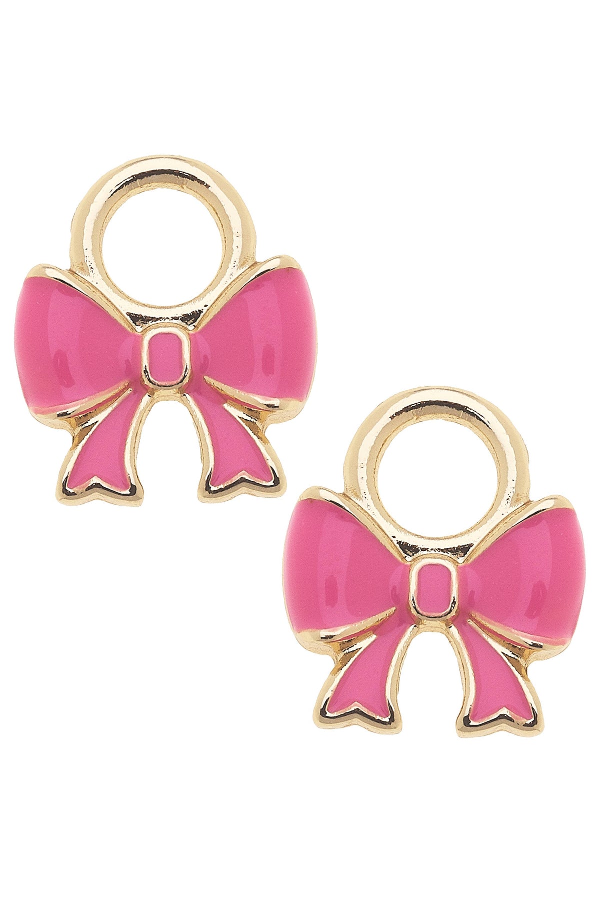 Pink Enamel Bow Huggie Charm