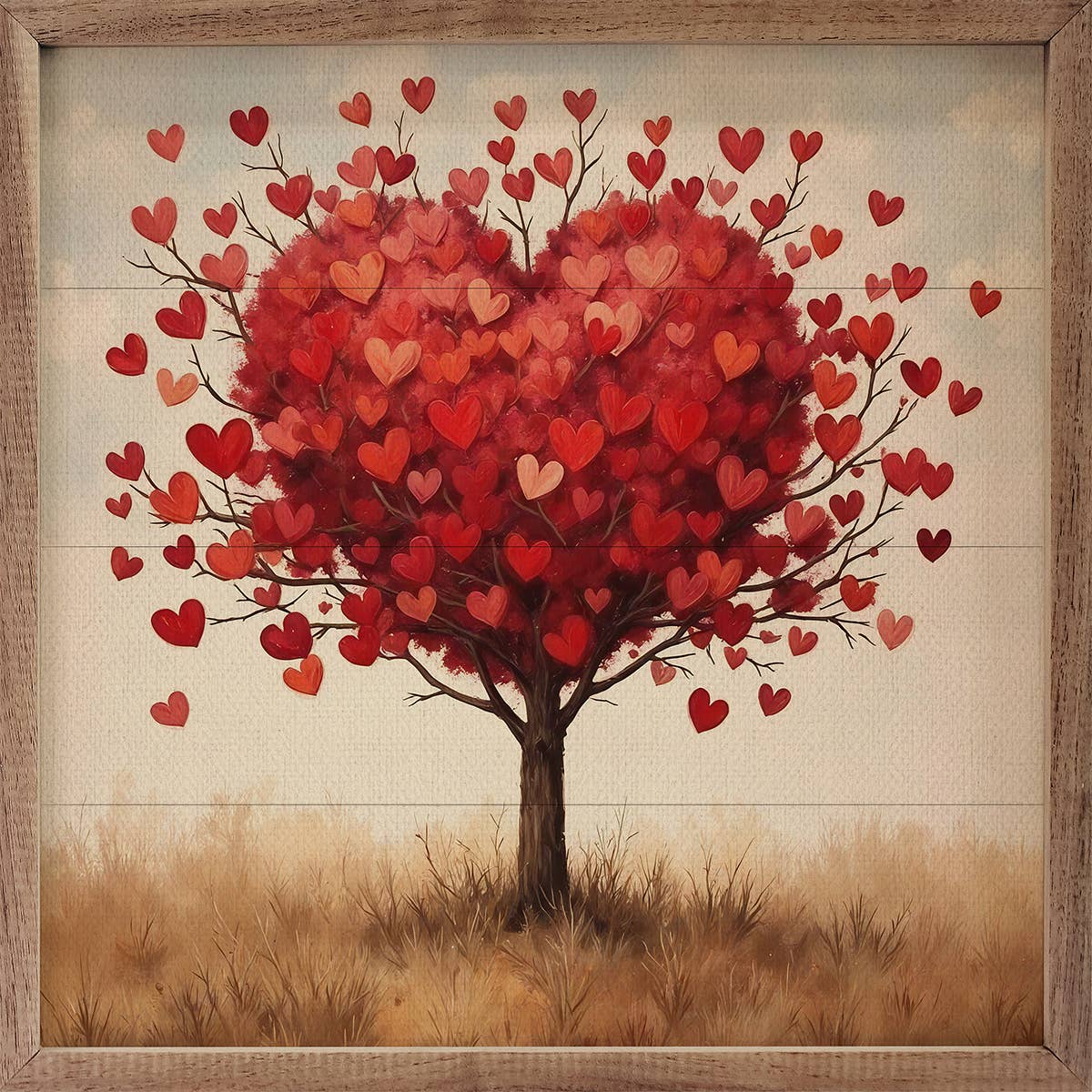 Vintage Valentine Tree Wood Art