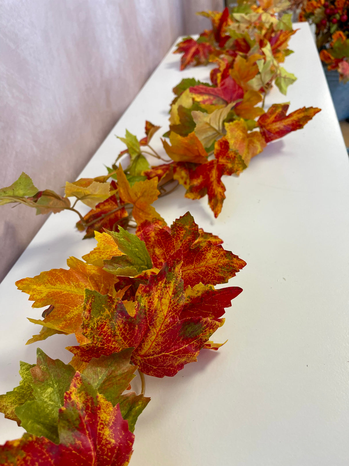 73" Flame Maple Leaf Garland