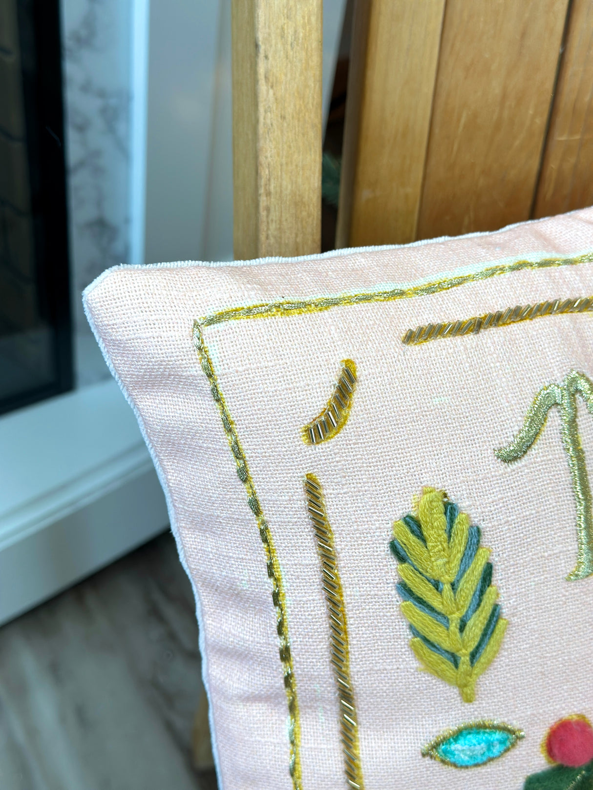 Merry & Bright Hand Embroidered Lumbar Pillow